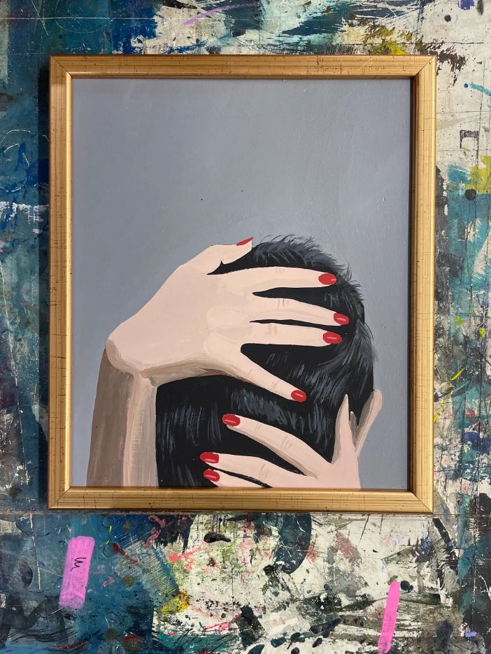 Pulpbrother Roman Holiday című, római vakációt idéző színes pop-szürrealista akrilfestménye
