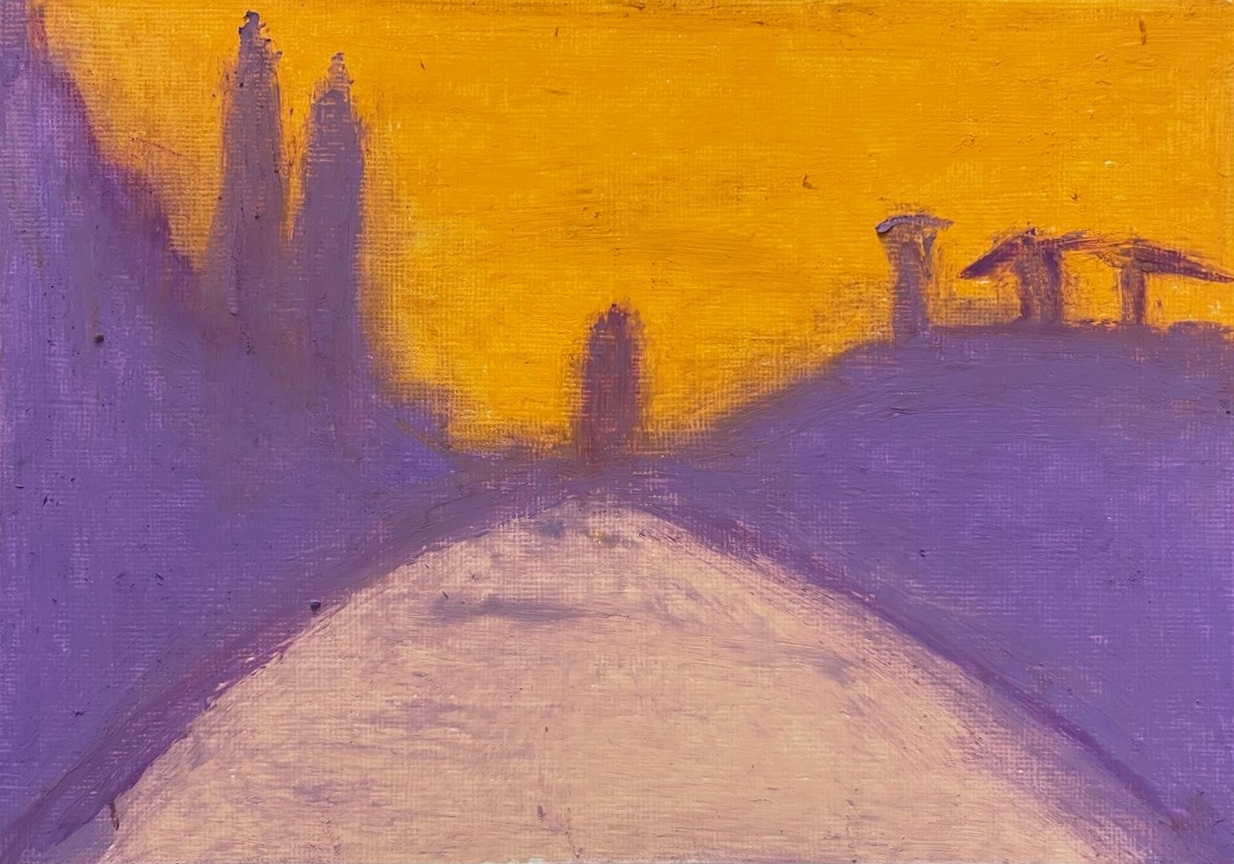 My Budapest: Overall impressions, 14x20cm, oil pastels on acrylic paper