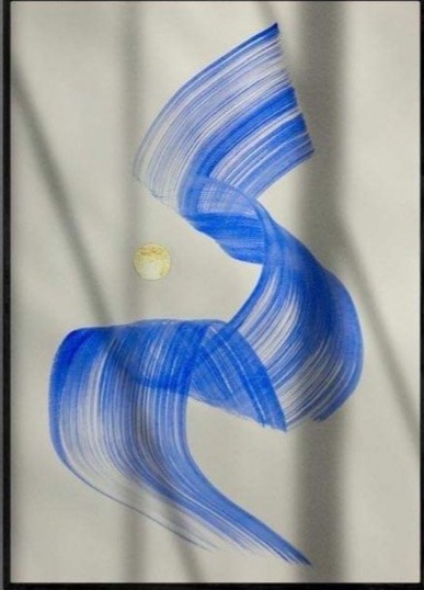 Gold and blue - 54x75 cm, acrylic and 23,75 carat gold on aquarelle paper