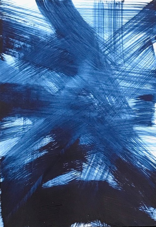 Prussian Blue Line Study No2 - 15x21 cm on paper