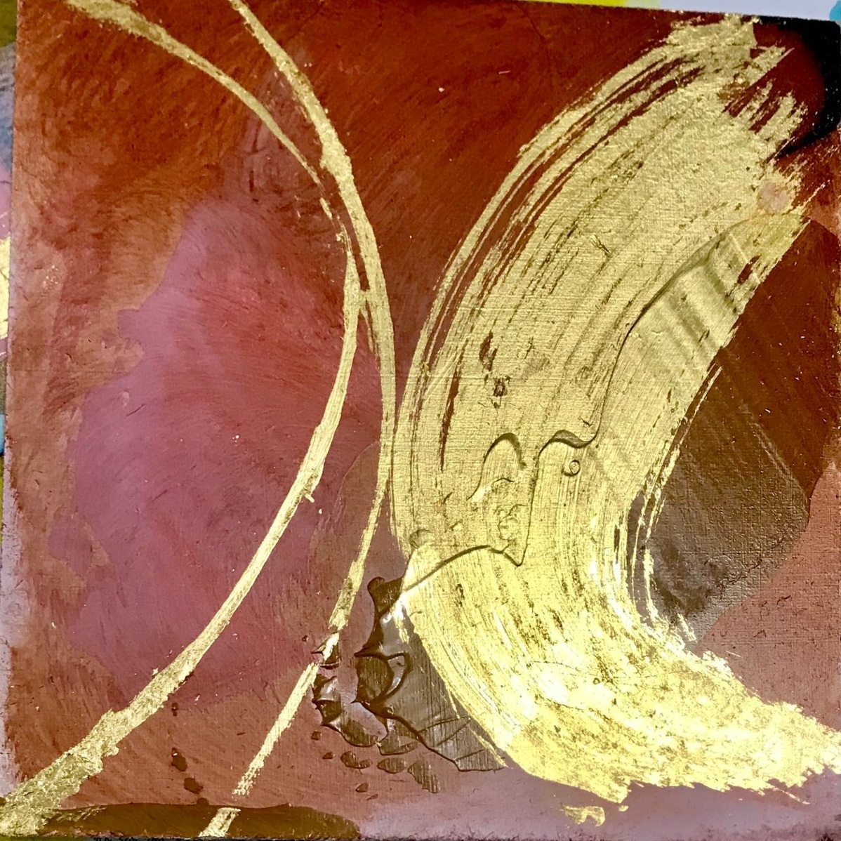 Getting softer - acrylic and 23,75 k gold, cc 15x15 cm