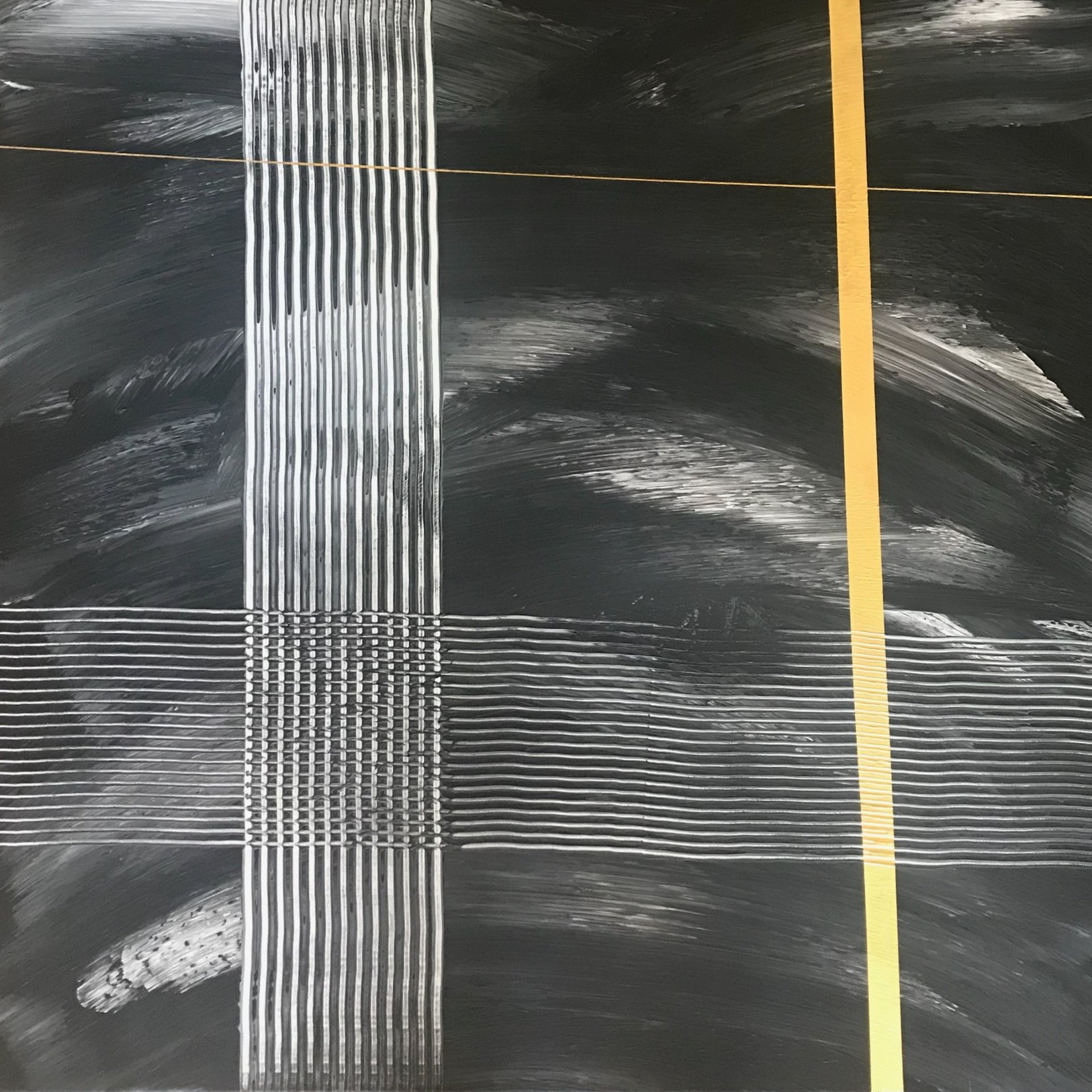 Monochrome Dealing with Anger - acrylic and 23 carat gold on canvas, 80x80 cm