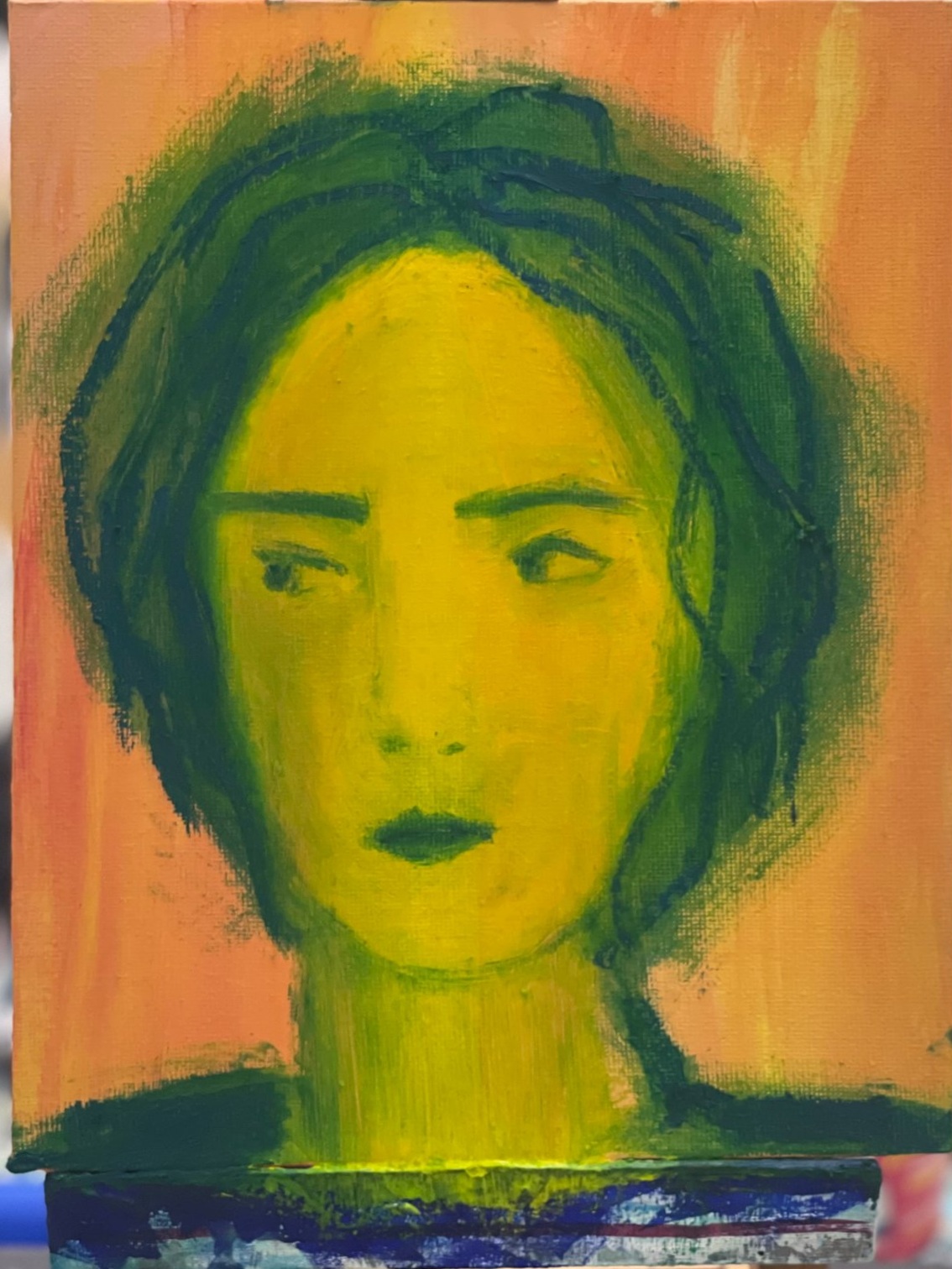 Female portrait, 24x18 cm, mixed technique on canvasboard