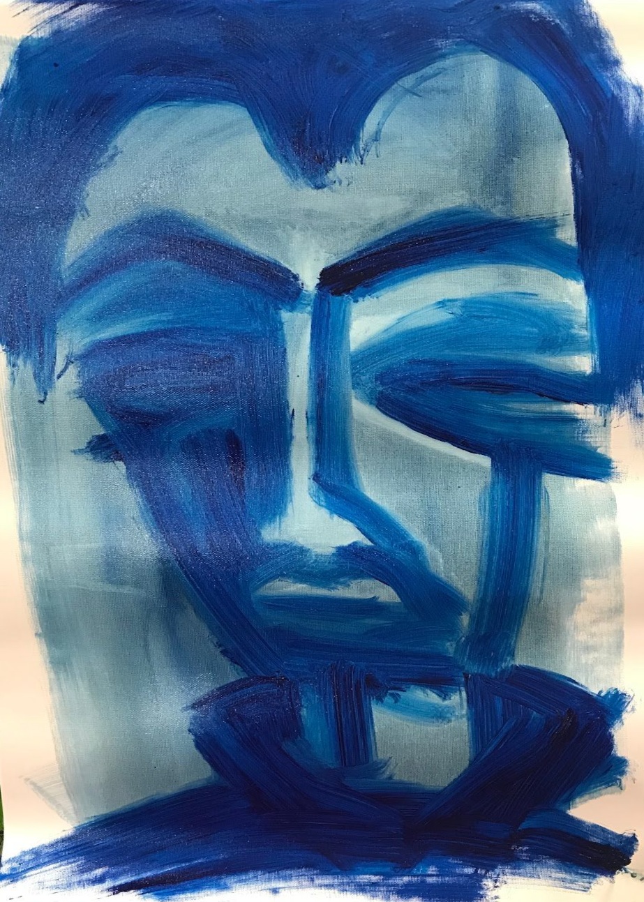Male portrait - oil painting on canvas, not stretched, rollable cc 50 x 70 cm