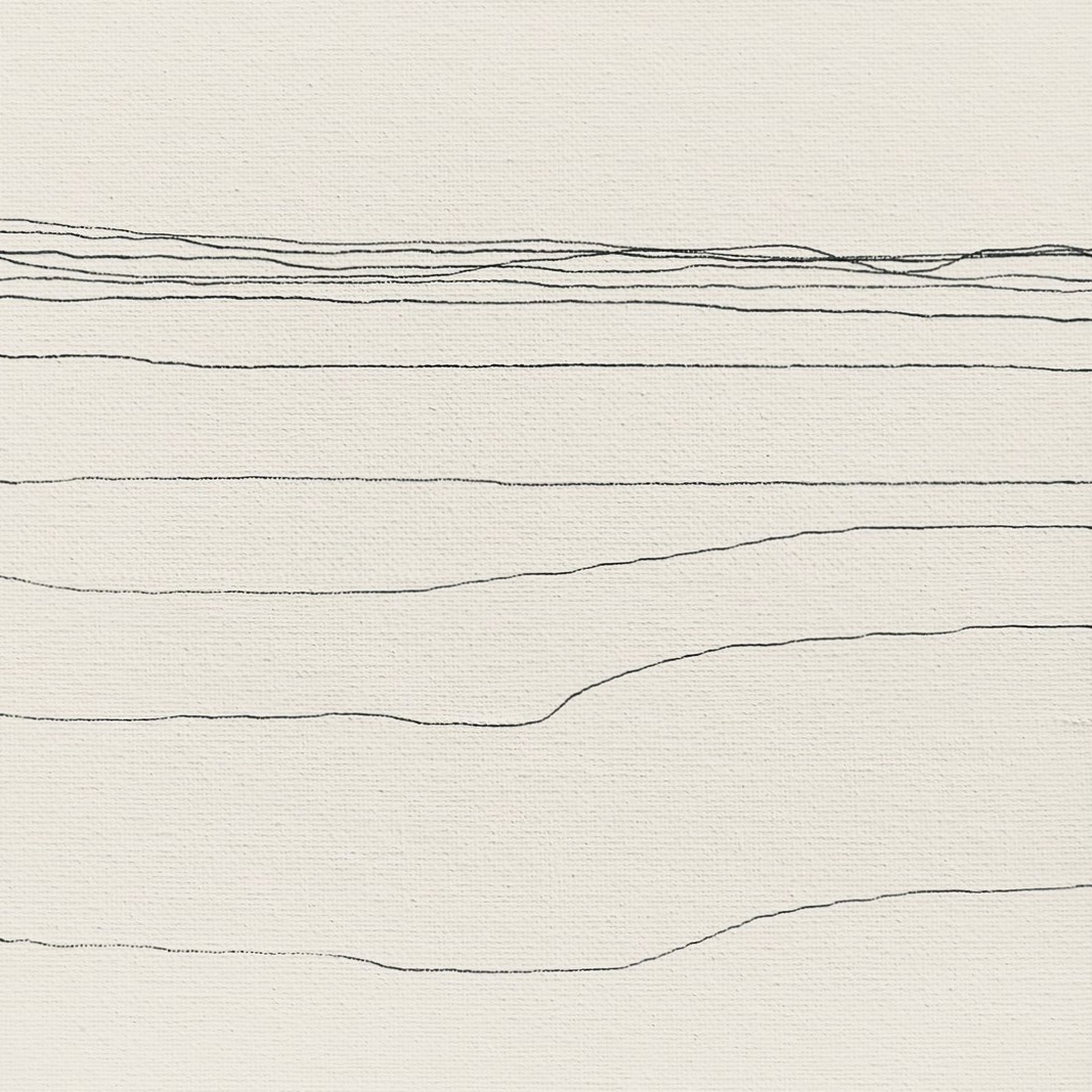 Minimal Distance Eleven Lines - fineliner on canvas panel, 20x20 cm