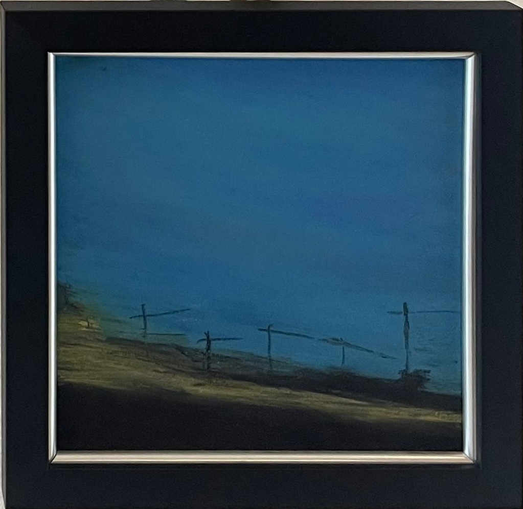 My Budapest- The Buda Castle - cranes - '25 - oil pastell on canvasboard, framed