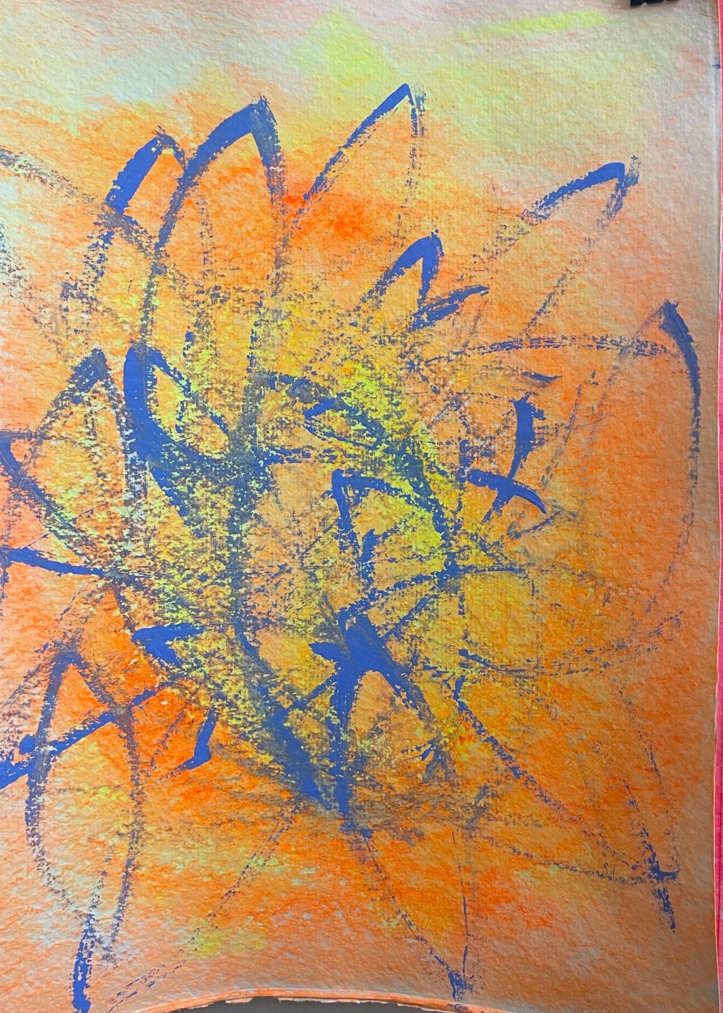 Happiness- flower deconstruction phase one - acrylic on paper cc 70x50 cm